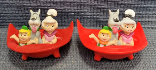 Vintage 1990 Applause The Jetsons Red Spaceship PVC Figure Toy (Lot Of 2)