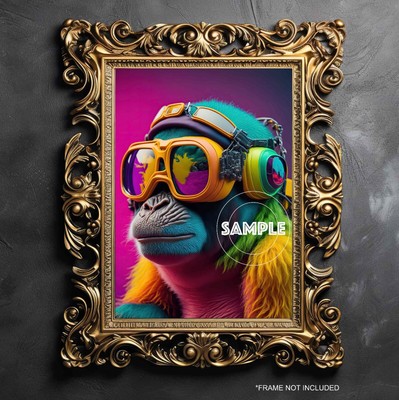 MONKEY WALL ART PRINT FUNKY MONKEY POP ART WALL ART UNFRAMED POSTER PRINT