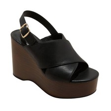 universal Thread Womens Naomi Wood Wedge Heels 92609515 Black 8.5M