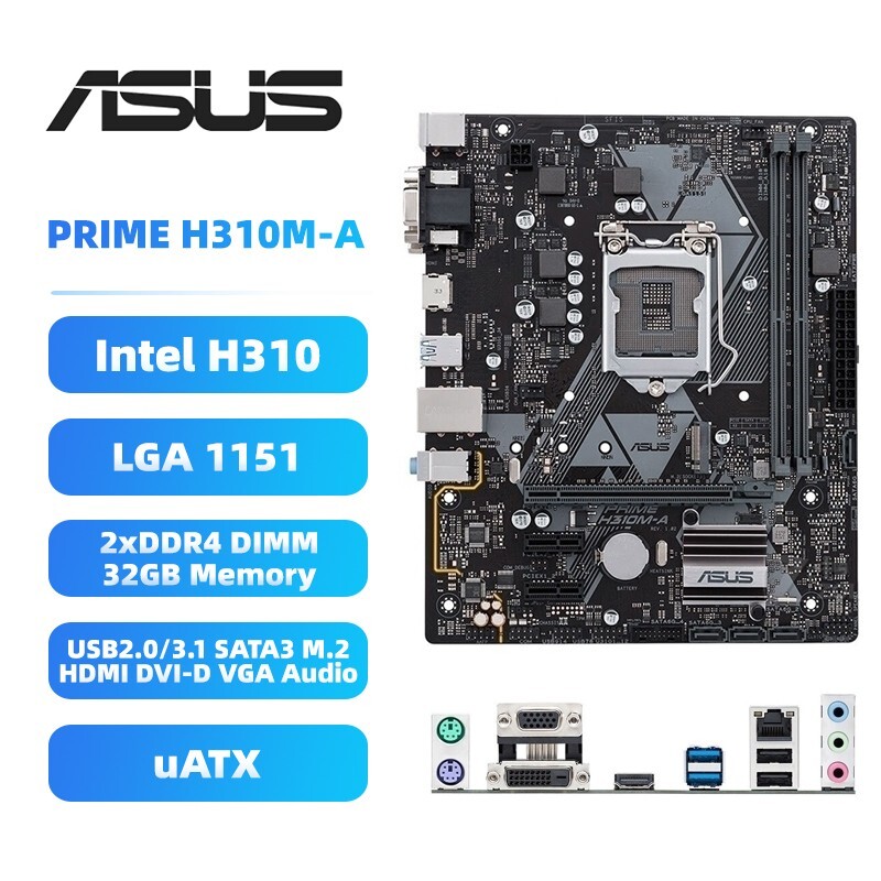 ASUS LGA1151 Motherboard PRIME H310M-A Intel H310 DDR4 for