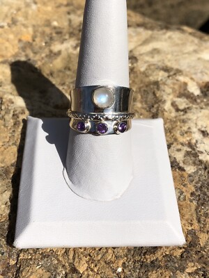 DbM Kensington Moonstone and Amethyst Spinner Ring