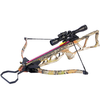 180 lb Camouflage Hunting Crossbow Bow +4x20 Scope + 7 Arrows / Bolts 150  80 50