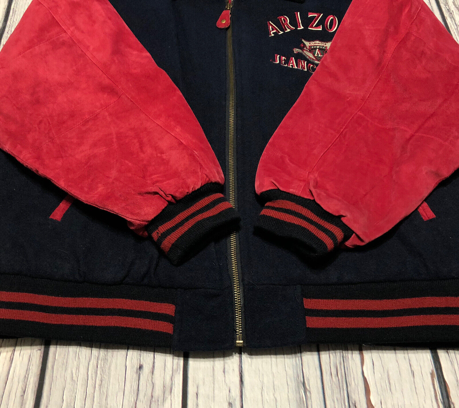 Arizona Jean Company Varsity Jacket Vintage 90s Spell Out Color 
