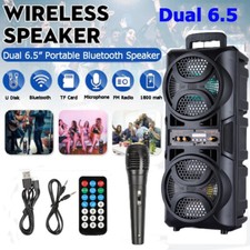 3000w Portable Dual 6.5" Woofer Bluetooth Speaker Heavy Bass Sound System Party