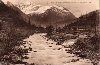 Route de Pierrefitte a Luz Le Gave Old French Postcard UNPOSTED Vintage
