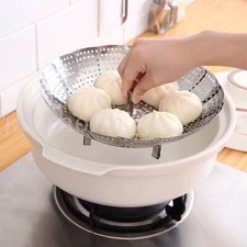 Adjustable Steam Vegetable Basket Folding Steamer Stainless Steel Tray Mesh Cook