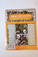 2 pcs. 14" x 14" Plastic Window Covers 2 Skeleton Scary Halloween Decoration