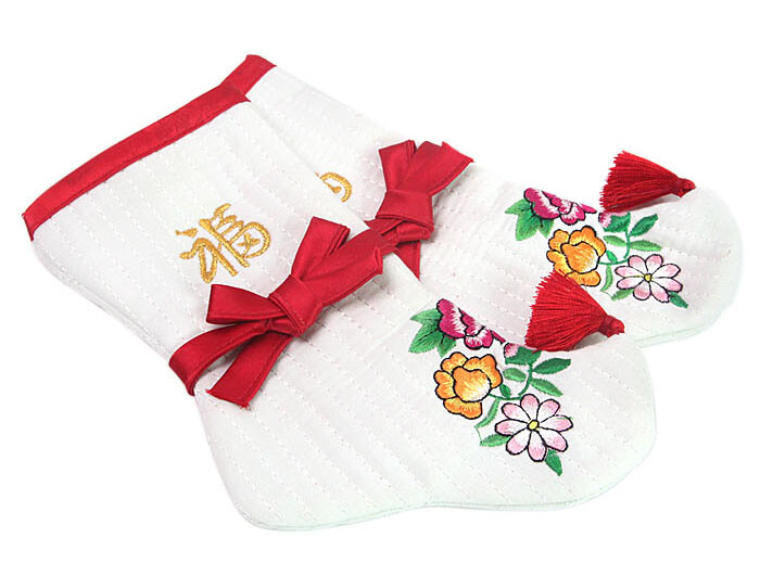 BEOSEON, TRADITIONAL KOREAN SOCKS, GIRL BABY RED SOCKS, FLOWER ...