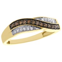 10K Gelb Goldbraunes Diamant Ehering Damen Umgehen JubiläUm Ring 1/4 Karat