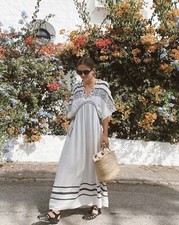 SIZE MED-LARGE ZARA KAFTAN DRESS WITH BEADS ECRU. 0881/311