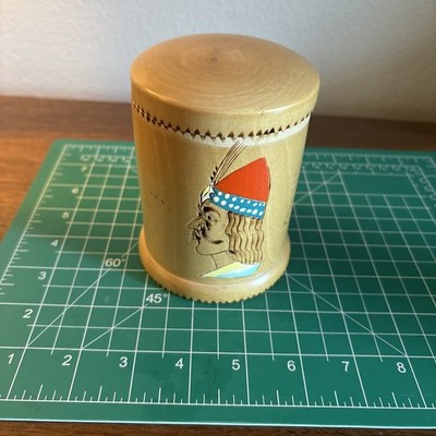 Vintage Romanian Hand Painted Wood Dracula Souvinier Trinket Box