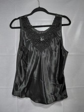 Cinema Etoile Satin Lace Camisole Top LG Black
