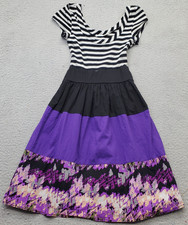 Kimchi Blue Fit & Flare Dress Women Small Multi Striped Tiered Boho Empire Waist