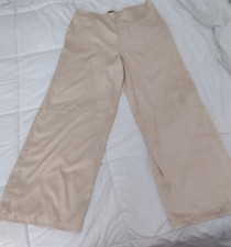 Womens Cream Tahari Dressy Pull On Pants Wide Leg Large 29" Inseam with Pockets