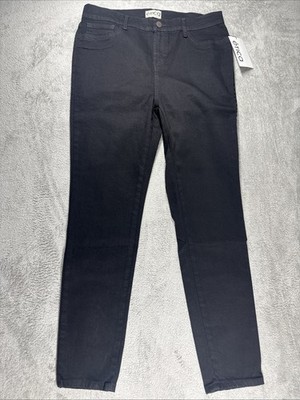NWT Etica Women's Black Mid Rise Jeans Front Zip Skinny Tapered Leg - Size 4 -