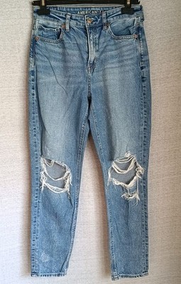 American Eagle Mom Jeans W27 L28 Gr 36 Hellblau High Waist Destroyed Ripped Y2K