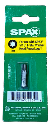 SPAX 1'' T-Star Plus T-40 Bit Insert for use with 5/16'' T-Star Washer Head Lags