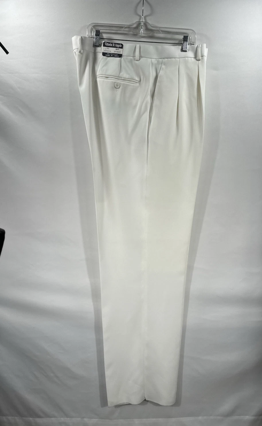 OFF WHITE Pantalone elegante uomo Vittorio Sant'Angelo bianco sporco plissettato davanti senza orlo taglia 44W