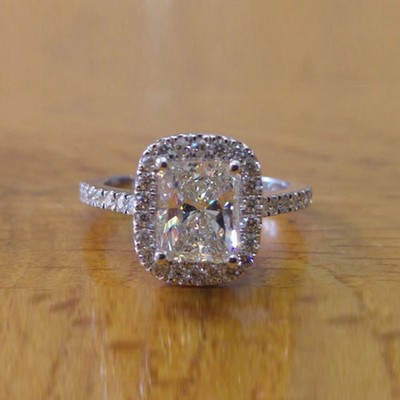 1.50 Ct Radiant Cut Real Moissanite Wedding Ring 14K Solid White Gold All Size