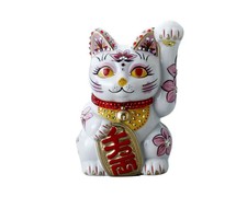 Japanese Lucky Cat Maneki-neko Red  Handmade Ceramic Figurine Made in Japan