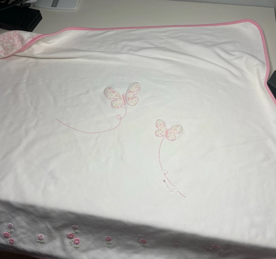 Gymboree 2007 Garden Party Baby Blanket Pink White Floral Butterfly *READ* - Image 4 of 4