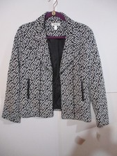 NWT DRESSBARN L Black  White Open Front Jacket Blazer