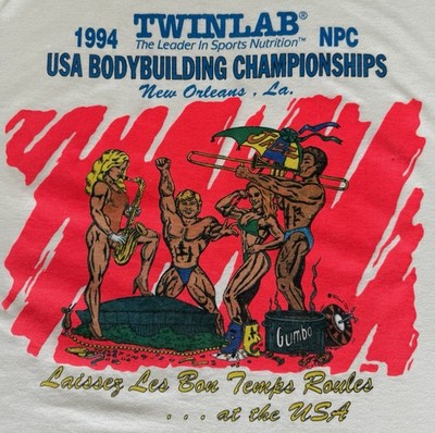 VINTAGE NPC BODYBUILDING CHAMPIONSHIP TSHIRT 1994 DENNIS NEWMAN WORLD GOLDS GYM