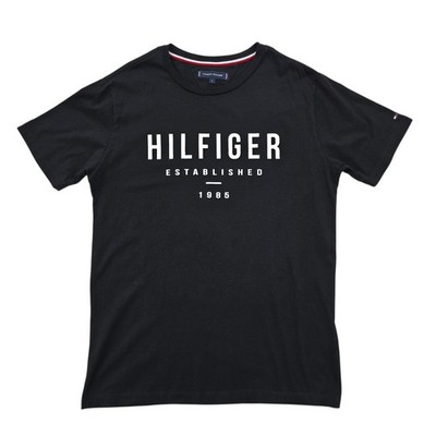 Tommy Hilfiger Mens T-Shirt Black Graphic Crew Neck Size L