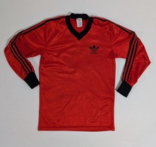 adidas Vintage 80s Red Soccer Jersey Size S Small Made In UK