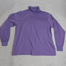 Lands End Turtleneck Women XL Purple Excellent 100% Cotton Long Sleeve USA Made