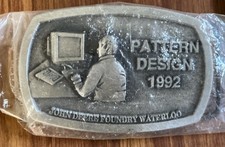 John Deere Foundry Waterloo IA Pattern Design 1992 294 belt buckle pewter