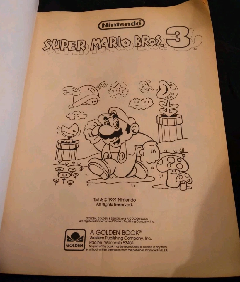 Super Mario Bros 3 1991 dorado Nintendo color libro de actividades ASIS Foto 3 de 4