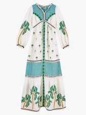 Farm Rio Palm Tree Embroidered Dress Off-White Multi S NWT $425+