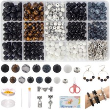6/8mm Stone Beads for Jewelry Making, 410pc Bracelet Making Kit for Adult