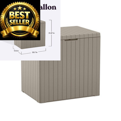 Keter City 30 Gallon Resin Outdoor Storage 22.7 x 17.3 x 21.57 inches, Beige