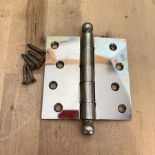 Vintage Single Steel Butt Hinge w 6 Screws, 4"
