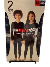 32 DEGREES Heat Kids Long Sleeve Crew NeckLegging Set - NAVY SNOWFLAKE - MEDIUM