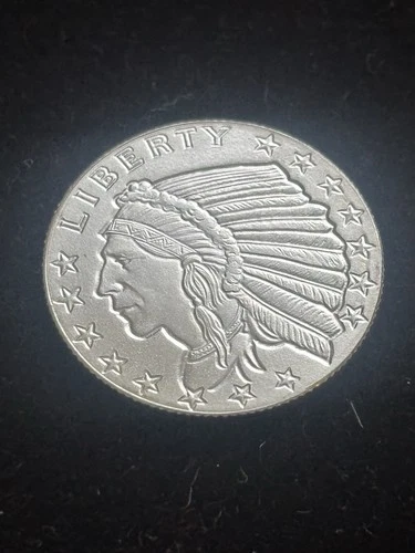 1/10 oz .999 FINE SILVER Golden State Mint Liberty DesignRound incuse Indian