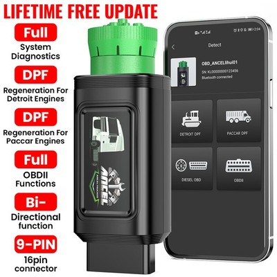 Full System HDOBD &OBD2 Scanner for Diesel Trucks Diagnostic DPF Regen Bluetooth