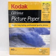 Kodak Ultima Picture Paper 40 Sheets 8 1/2 By 11 In Heavy High Gloss