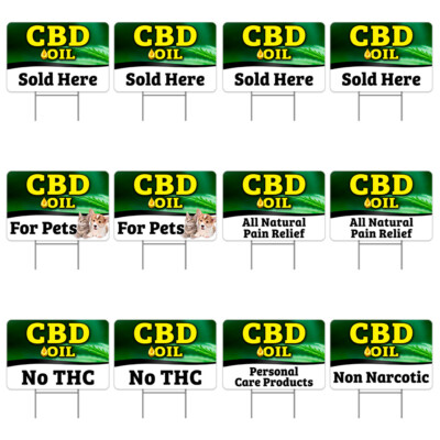 CBD Oil 12 Pack Yard Signs - Each Sign is 24