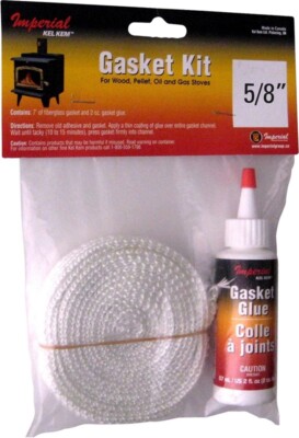 NEW IMPERIAL KK0142 7 FT 5/8'' WOOD STOVE DOOR HEATER FLAT GASKET KIT WITH CEMENT