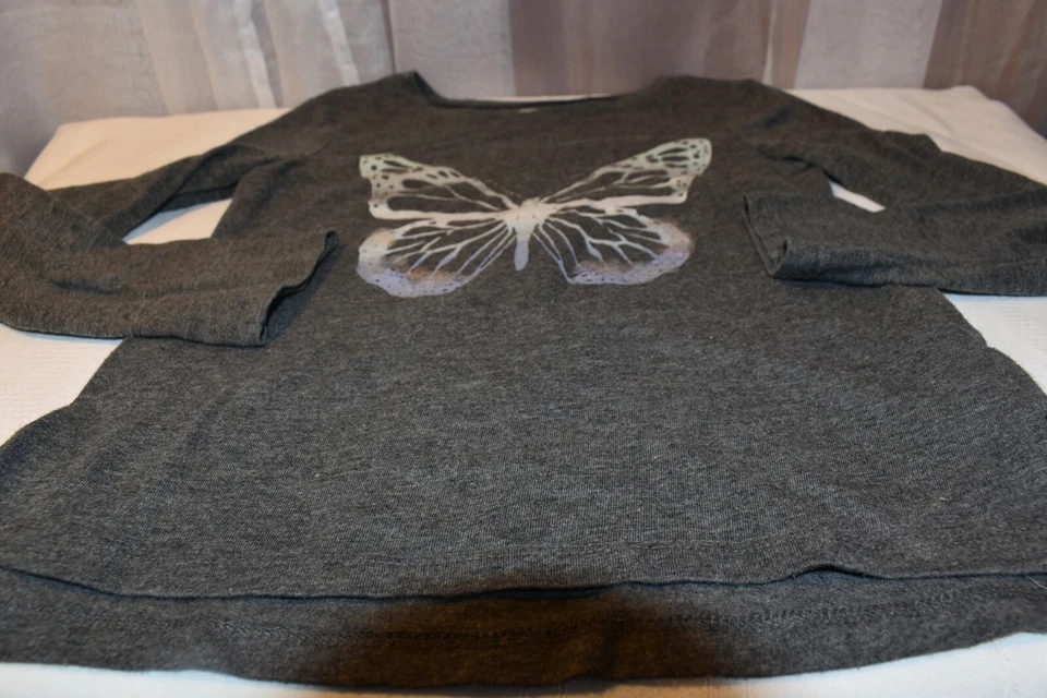 Camisa Gap Niños Niñas Gris Manga Larga Mariposa Talla Pequeña Foto 2 de 4