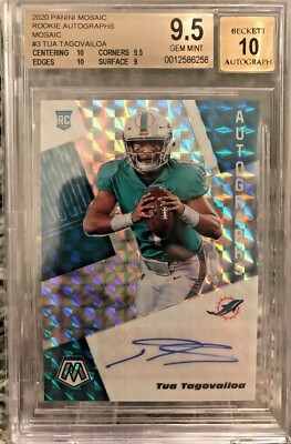2020 Panini Mosaic Tua Tagovailoa Prizm Rookie Auto - BGS