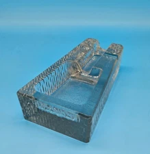 Vtg Blenko Heavy Glass Cigar Pipe Holder Clear Textured Ash Tray MCM Man Cave