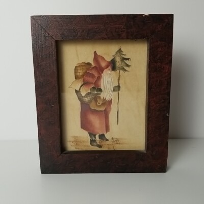 SIGNED ANN REA Santa Claus Christmas Oil On Velvet Theorem Painting Small