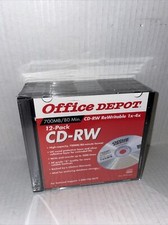 Office Depot CD-RW Re-Writable DISC 12 Pack 700MB/80 Minute Format 1x 4x Speed