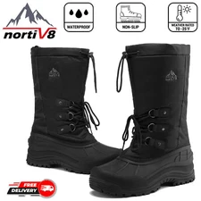 NORTIV 8 Men's Waterproof Snow Boots Insulated Fur Lined Lightweight Tall Boots