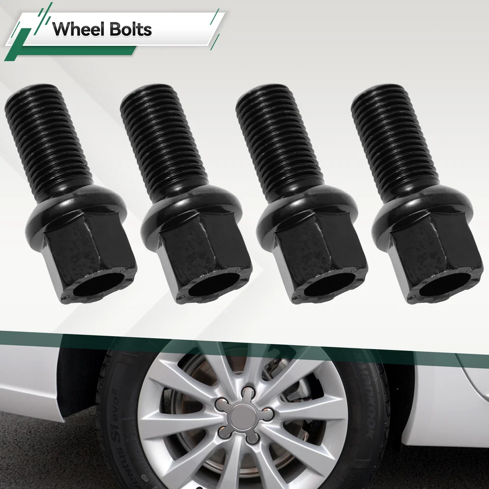 20x Wheel Nuts Bolts 17mm Black M14x1.5 28mm Thread Radius WHT002437 For VW AUDI Foto 2 de 4
