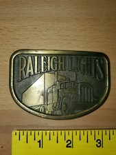 Raleigh Lights Cigarettes Tobacco Semi Truck Trucking 1980's Vintage Belt Buckle